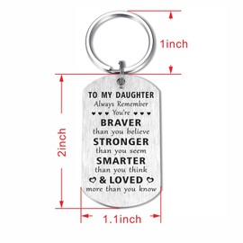 LGQDYMZ Daughter 25th Birthday Gifts from Mom Dad - 25 Years Old Daughter Birthday Keychain Gifts for Girl - You Are Braver Loved Than You Believe Keychain Present