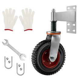 Gate Wheels for Wooden Gate, 8 Inch Caster Wheels with Screws, Screwdriver & Gloves, 360 Degree Rotation Spring-Loaded Heavy Duty Gate Wheel with 600lb Capacity, Ideal for Different Gates