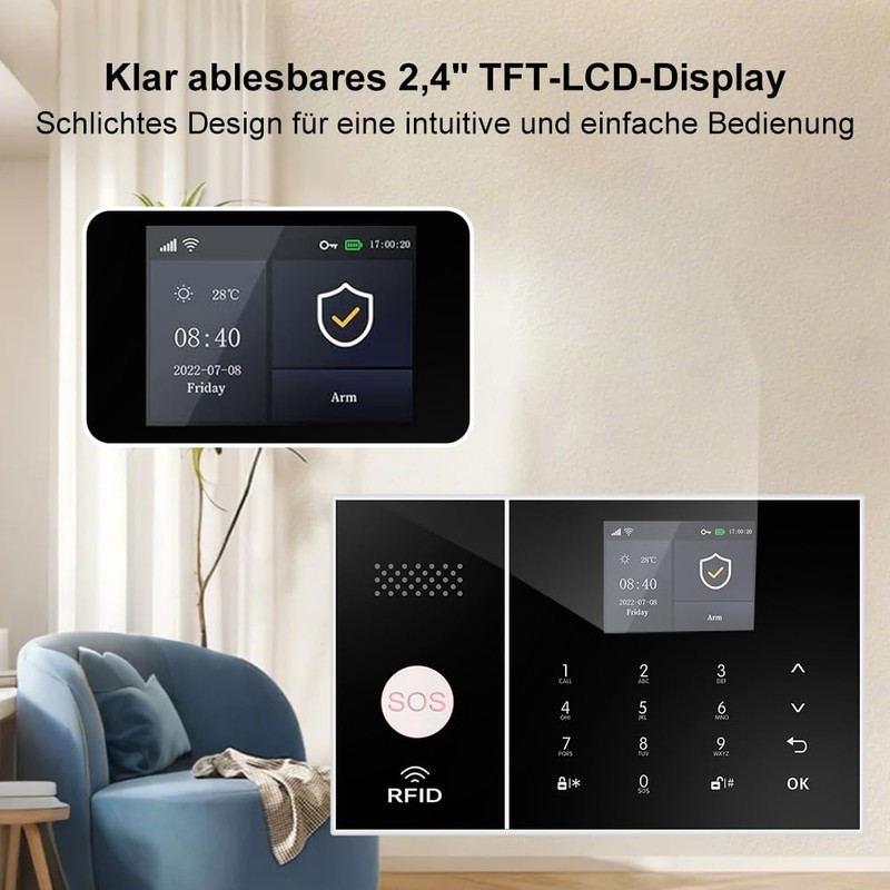 RenseCum Home & Apartment Alarm System with WiFi + 4G