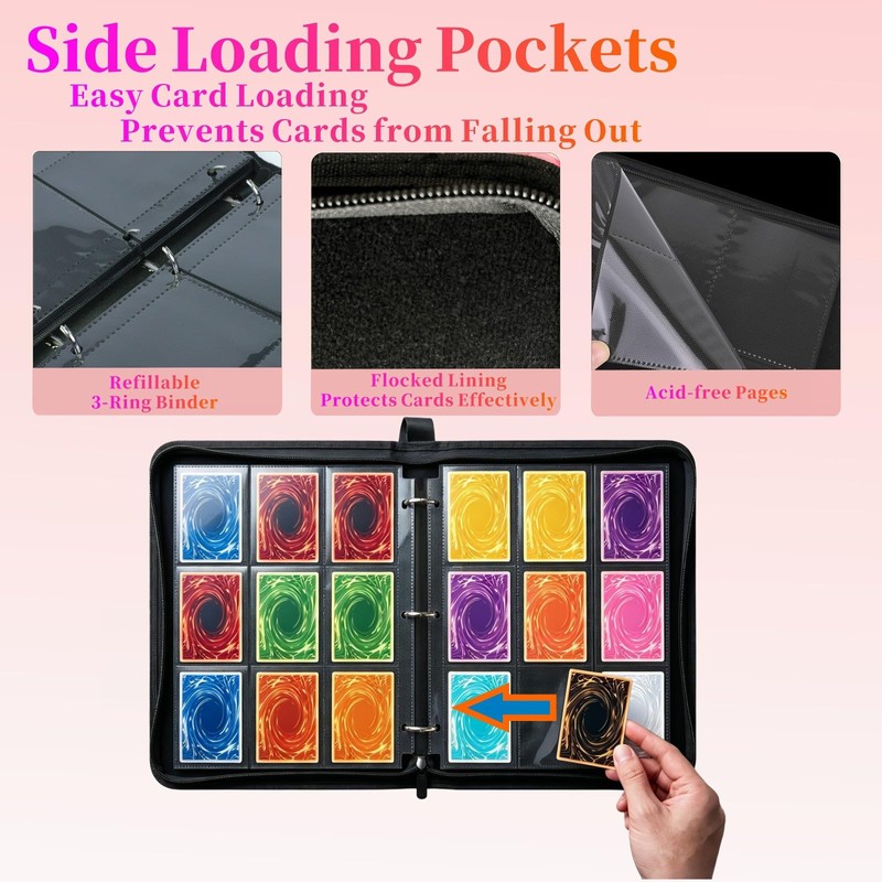 Card Binder 9 Pocket, with 50 Removable Sleeves, 900 Pockets