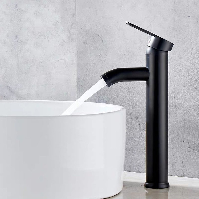 Black Faucet Bathroom G1/2 Stainless Steel Easy Control Matte Black