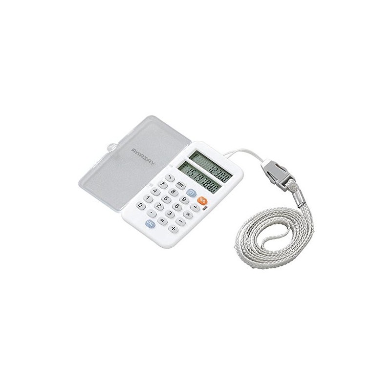 YAZAWA TVR55WH Currency Calculator with Neck Strap, White