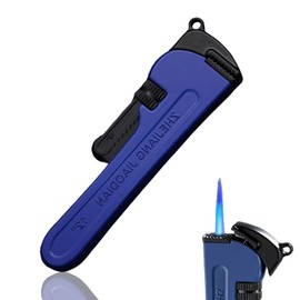 Windproof Torch Lighter, Pipe Wrench Inflatable Lighter, Fun Novelty Lighter, Jet Torch Lighter, Refillable Butane Torch Lighter, Cool Tool Lighter, Unique Gift for Men, Candle BBQ (No Gas) (Blue)