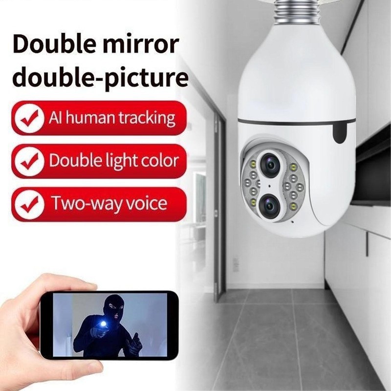 Dual Lens Security Camera WiFi 360 Degree Panoramic Al Human