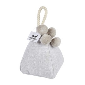 Lush Soft Weighted Fabric Door Stop with Pom Pom Detail (Egg Shell/Off White/Tan)