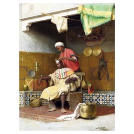 Barber Shop TANGIERS by Jean Discart Accent Tile Mural Kitchen Bathroom Wall Backsplash Behind Stove Range Sink Splashback One Tile 6"x8" Ceramic, Glossy