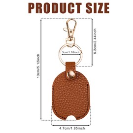 Leather Car Key Sleeve, Broken Car Key Loop Replacement Pu Leather Keychain Protector with Iron Key Ring Auto House Key Cover for Men and Women (Grey, Gold)