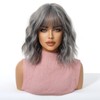 Short Grey Wavy Wigs for Women Natural Synthetic Wig with