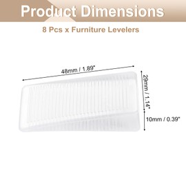 sourcing map 8 Pcs Furniture Levelers, Flexible Plastic Clear Table Shims, Multi-Purpose Level Wedge Firm and Non-Slip for Uneven Table, Dresser Legs, and Door DIY Furniture, 10mm Height