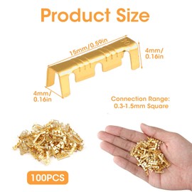 100 Pieces Butt Connectors, Brass, Wire Terminals, Crimping Connectors, Electric Wire Crimp Connectors, 0.5 - 1.5 mm Cable Connector for Safe and Reliable Electrical Connections, Crimping Connector