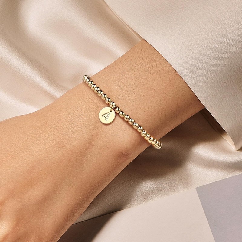 ESHIONER Gold Beaded Bracelet for Women 22K Gold Plated Bracelets