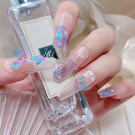 SILPECWEE 240pcs 3D Butterfly Charms for Nails Colorful Butterflies Nail Charm Crystal Flat Back Nail Studs Jewels Nail Art Butterfly Nail Decoration for Craft Manicure