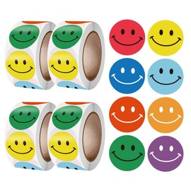 Smiley Face Reward Stickers,4 Rolls, Fun Motivational Stickers for Teachers and Kids | 800+ Colorful Happy Face Stickers | Perfect for Classroom, Behavior Charts & Crafts
