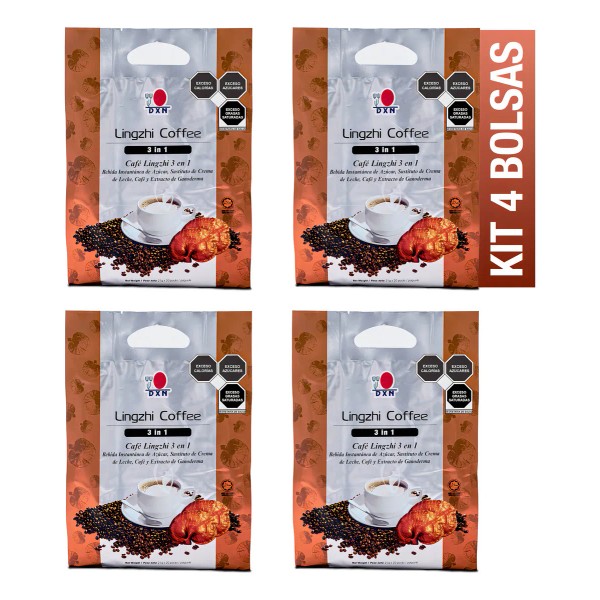 Kit 4 DXN Lingzhi Coffee 3 en 1 Caf con