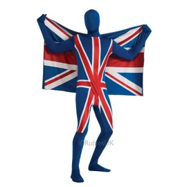 Rubies Union Jack UK Flag 2ND Skin Costume - UK Flag 2ND Skin (X-Large)