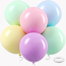 ADOINBY 18 Inch Pastel Large Balloons - 35Pcs Thick Macaron Balloons Big Round Multicolor Latex Party Balloons for Birthday Anniversary Baby Shower Gender Reveal Themed Rainbow Party Decorations