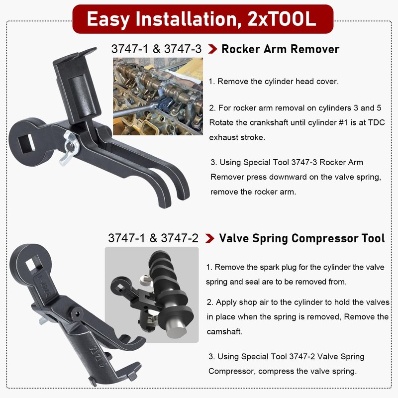 Camoo Rocker Arm Remover/Installer & Valve Spring Compressor Tool for