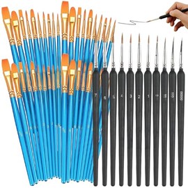 Kit 31pzs Pinceles de Detalle Micro y Cepillos de Pintura,Incluir 11 Pinceles Miniatura para Detalles + 20 Pinceles para Pintura Acrilica,para Pintura al Oleo,Cara,Uñas,Modelado,Detalles y Más