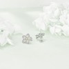 Hawaiian Plumeria Stud Earrings 925 Sterling Silver Cz Flower Earrings
