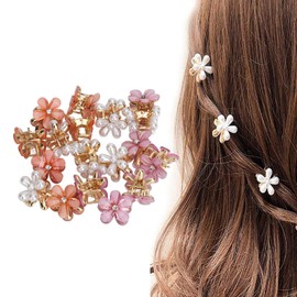 HURRISE 18pcs Mini Flower Hair Claw Clips,Small Hair Clips Mini Hair Claw Clips,Small Flower Hair Clamps All Matching Sweet Hair Clips for Girls Women