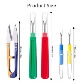 5 Pcs Seam Ripper Set - Luoqun88 Sewing Tool Kit, Sewing Tool Set with 4 Rippers, Scissors & Storage Box for Beginners & Professionals