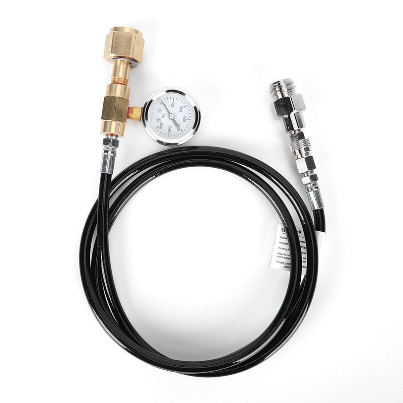 DIN477 1.5m Black Soda Hose with 3000psi pressure gauge Kit