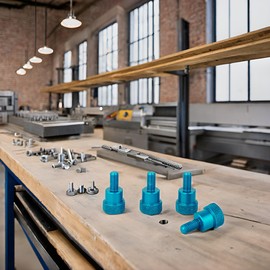 PrecisionGeek Knurled Screws M5 x 10 mm L-22 mm (Pack of 4) (Blue)