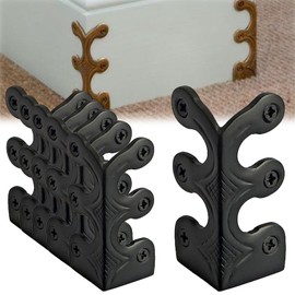 Skiffers Baseboard Corner Protectors,Solid Brass Skirting Board Corner Protectors,Skiffer Skirting Board Corner Protector,Vintage Metal Corner Protector (Black,5 pcs)