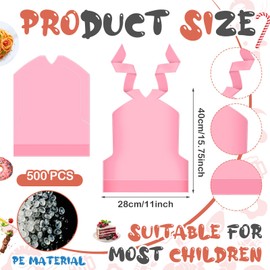 Skicuff 500 Pcs Disposable Plastic Bibs Bulk 11x15.75 Inch Waterproof Oil Proof Eating Bibs with Crumb Catcher for Kids Kindergarten (Watery Red)
