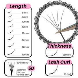 GEN'C BÉAUTY Volume Lash Extensions Premade 8-15mm Mixed Tray