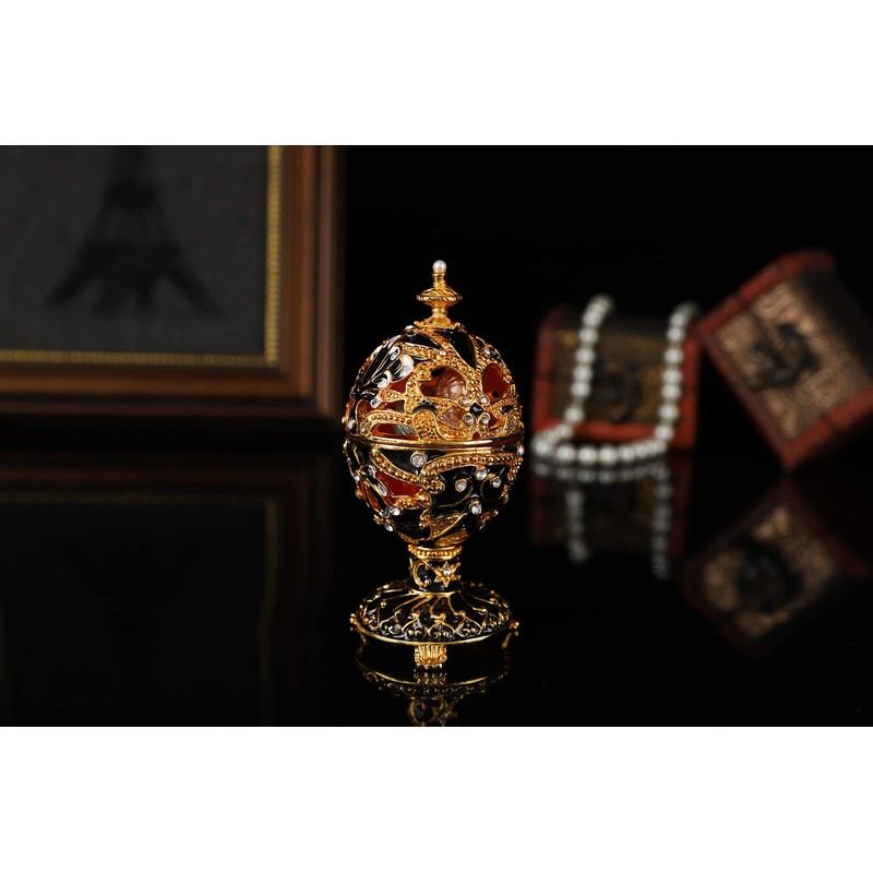 QIFU Hand Painted Black Easter Egg Style Collectible Figurine, Unique