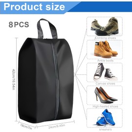 8 Pack Waterproof Shoe Bags for Travel XL Heavy Duty Zippered Shoe Organizers Fits Men Women Size 14 Laundry Toiletry Storage Bags Travel Essentials Accessories