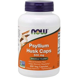 Cáscara de Psyllium | NOW | Suplemento | Proyecto sin OGM Verificado | Fibra Soluble Natural | 500 mg | 200 Cápsulas Veg