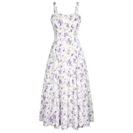 Belle Poque Summer Purple Floral Dresses for Women 2024 Garden Party Dress Floral Sundress for Women Wedding Guest L