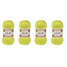 Hand Knitting Yarn 100% Microfiber Acrylic Yarn Alize Diva Silk Effect Thread Crochet Art Lace Craft Lot of 4 skeins 400gr 1532yds (109)