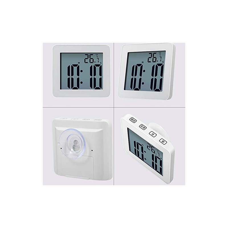 Digital Bathroom Clocks Simple LCD Electronic Alarm Clock Waterproof Shower