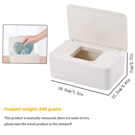 TRAMILY Tissue Storage Box Case, Enlarged Capacity Wet Wipes Dispenser Holder, Facial Tissue Dispenser Box with Lid Sealed Rectangular for Home Office, Bathroom Kitchen Bedroom-White