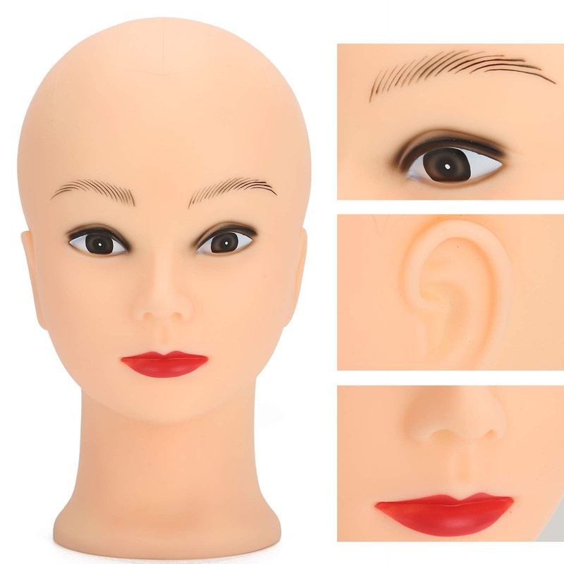 19.3 Inch Makeup Practice Mannequin Head, Professional Bald Mannequin Head