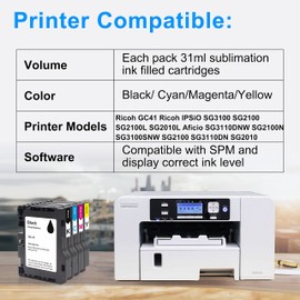Aomya 4 Pack GC41 Sublimation Ink Cartridge Heat Transfer Compatible for Ricoh GC41 for Ricoh IPSiO SG3100 SG2100 SG2100L SG2010L Aficio SG3110DNW SG2100N SG3100SNW SG2100 SG3110DN SG2010