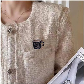 Coffee Cup Brooches Fueled By Coffee Enamel Lapel Pin Cartoon Words Enamel Badge Bag Clothes Brooch Pin Jewelry Decor Gift for Men Women