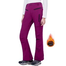 WULFUL Women's Snow Ski Pants Waterproof Insulated Fleece Lined Winter Softshell Hiking Pants