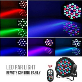 U`King U`King LED Par Lights DJ Stage Light Corded RGB 36 LED with Sound Activated Remote Control DJ Uplighting for Wedding Party Club Christmas Stage Lighting (2 Packs)