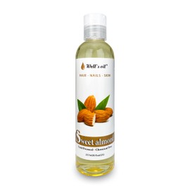 Well's 100% Pure Hair & Skin Sweet Almond Oil | Natural Carrier Oil | For Hair, Eyelashes & Brows Growth | Moisturise, Strengthen Hair, Skin & Nails | Cold Pressed, 8 fl oz…
