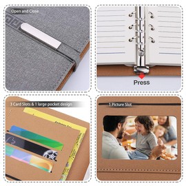 FOBOZONE Notebook Leather, A5 Refillable Loose Leaf Business Notebook Diaries/200 Thick Pages,Classic Lined with Pocket and Pen Holder,Best Gift.