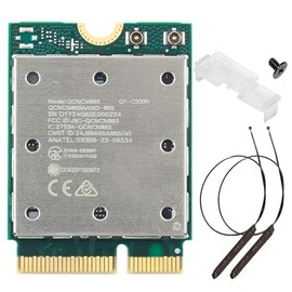 Tarjeta WiFi 7 QCNCM865-5.8Gbps Tri-Band 802.11be Adaptador inalámbrico, 2.4/5/6GHz BT 5.3 M.2 Key E para PC portátil Windows 11 solamente, incluye antenas WiFi compatibles con Intel y AMD