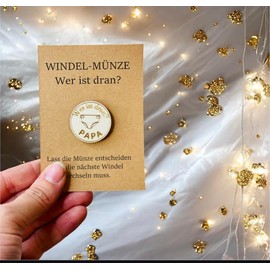 Nappy Coin - Engraved Wooden Coin for New Parents Size Coin on Card