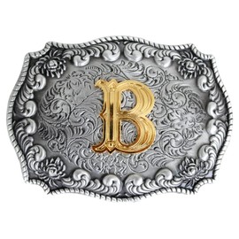 Mens Belt Buckles English Letter 3D Western Cowboy Alphabet Initial Belt Buckles for Men, b