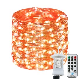 Lezonic Fairy Lights Plug in, 22M/72FT 220LEDs Waterproof String Lights Mains Powered, Adaptor Included, 8 Mode with Remote Timer Outdoor/Indoor, Bedroom, Party, Wedding, Christmas Decorations(Orange)