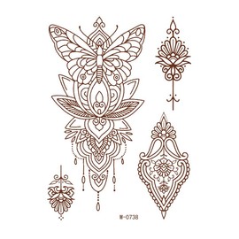 ButiFlora 10Pcs Henna Tattoo Kit, Temporary Tattoo Adul Stickers Lace Pattern Fake Tattoos Henna Sticker for Women Girls DIY on Body Face Arms Legs Brown