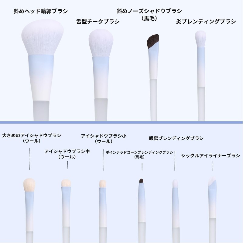MSQ 10pcs Makeup Brush, Transparent Rod Design, Internet Celebrity Co-Brand